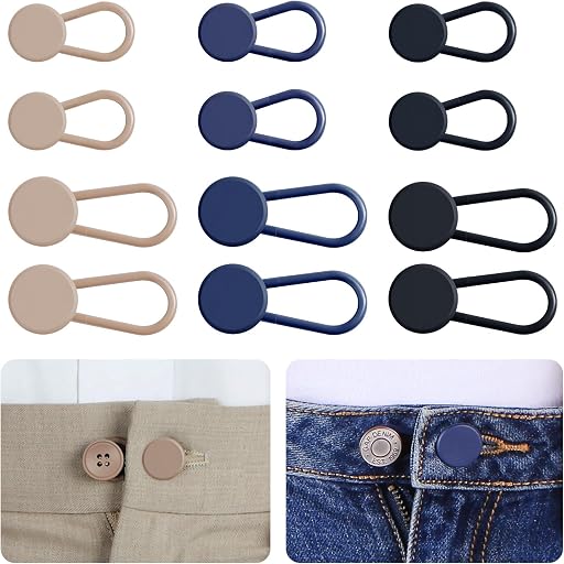 Ceryvop Ceryvop 12PCS Button Extenders for Jeans, Pants Waist Button Extender for Women Men, 3 Colors Pant Waistband Expander, Pants Waist Extension 1-1.4 Inches