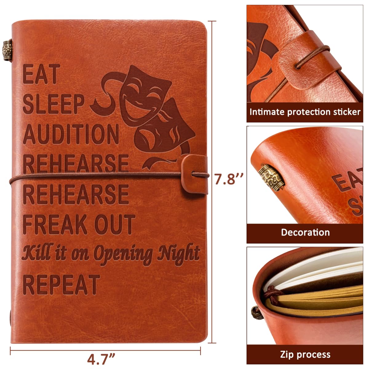 Muzuis Theater-Geschenke, Theaterleben, Leder-Tagebuch, Theater, Schauspielerin, Geschenke, Regisseur, Geschenke, lustige Geschenke für Theater, Kinder, Drama, Studenten, Abschlussfeier, Geburtstag,