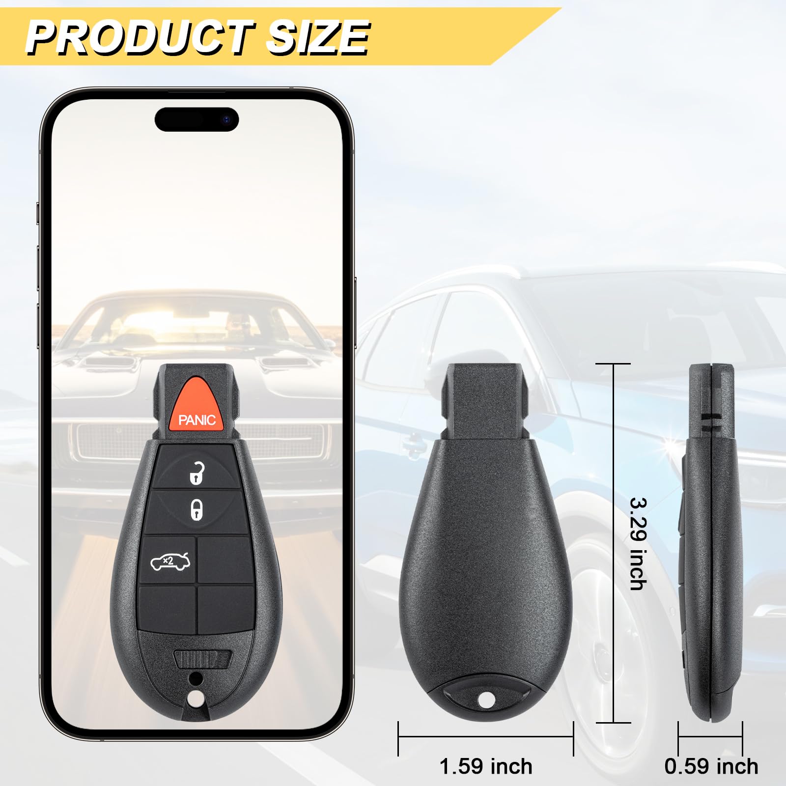 Vurkcy Llavero de repuesto para Dodge Dart 2012 2013 2014 2015 2016 2017 M3N32297100 56046771AA