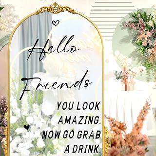 Wedding Welcome Sign Wedding Mirrors Decals Selfie Mirror Decal for Weddings Party Entry Removable Hello Friends Letters Signs Vinyl Stickers for Weddings Reception Display Decoration Marriage Suppliy