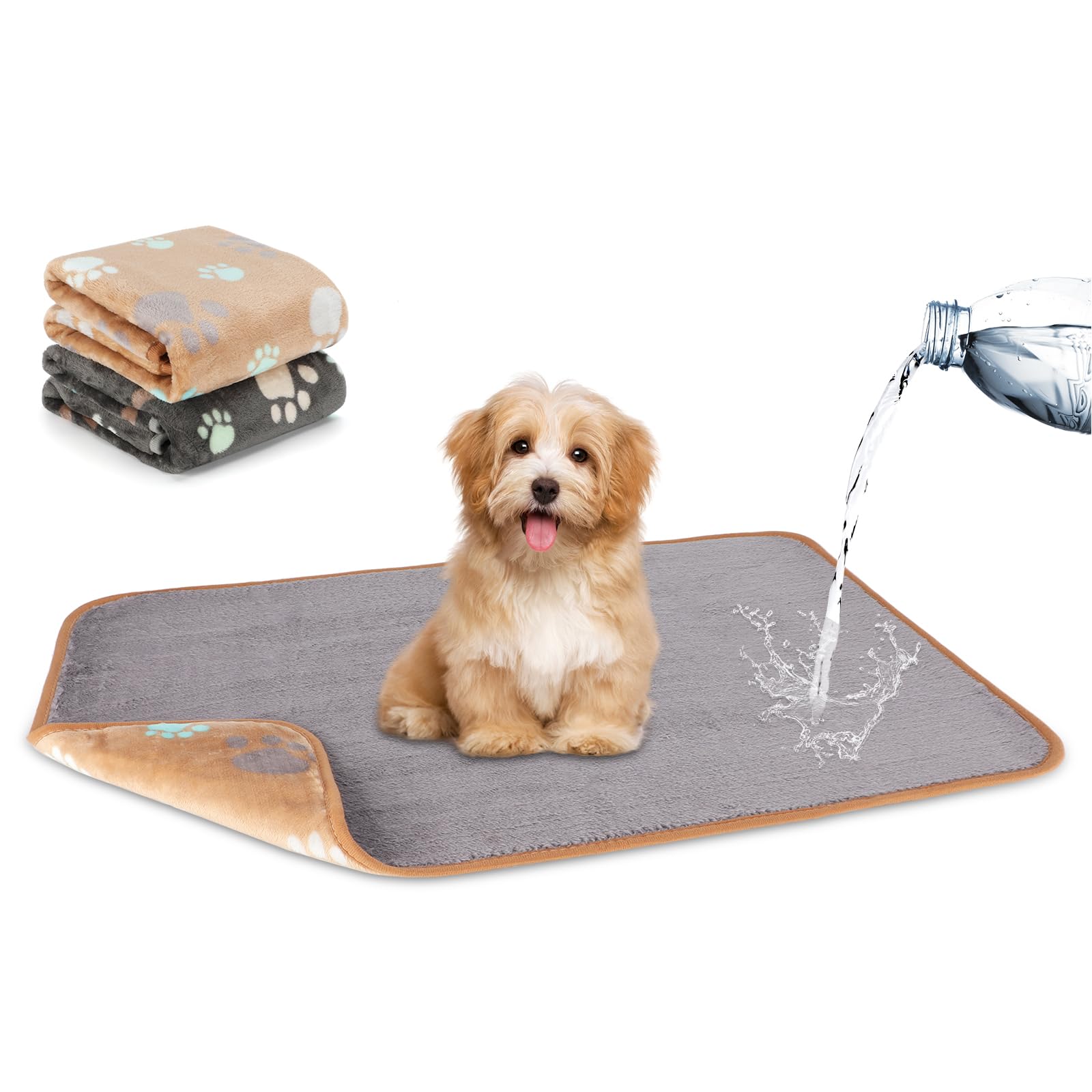 YUEPET Waterproof Dog Blankets, 2 Pack Washable Dog Blankets for Bed Couch Sofa Protector Fleece Flannel Puppy Blanket Soft Plush Reversible Throw