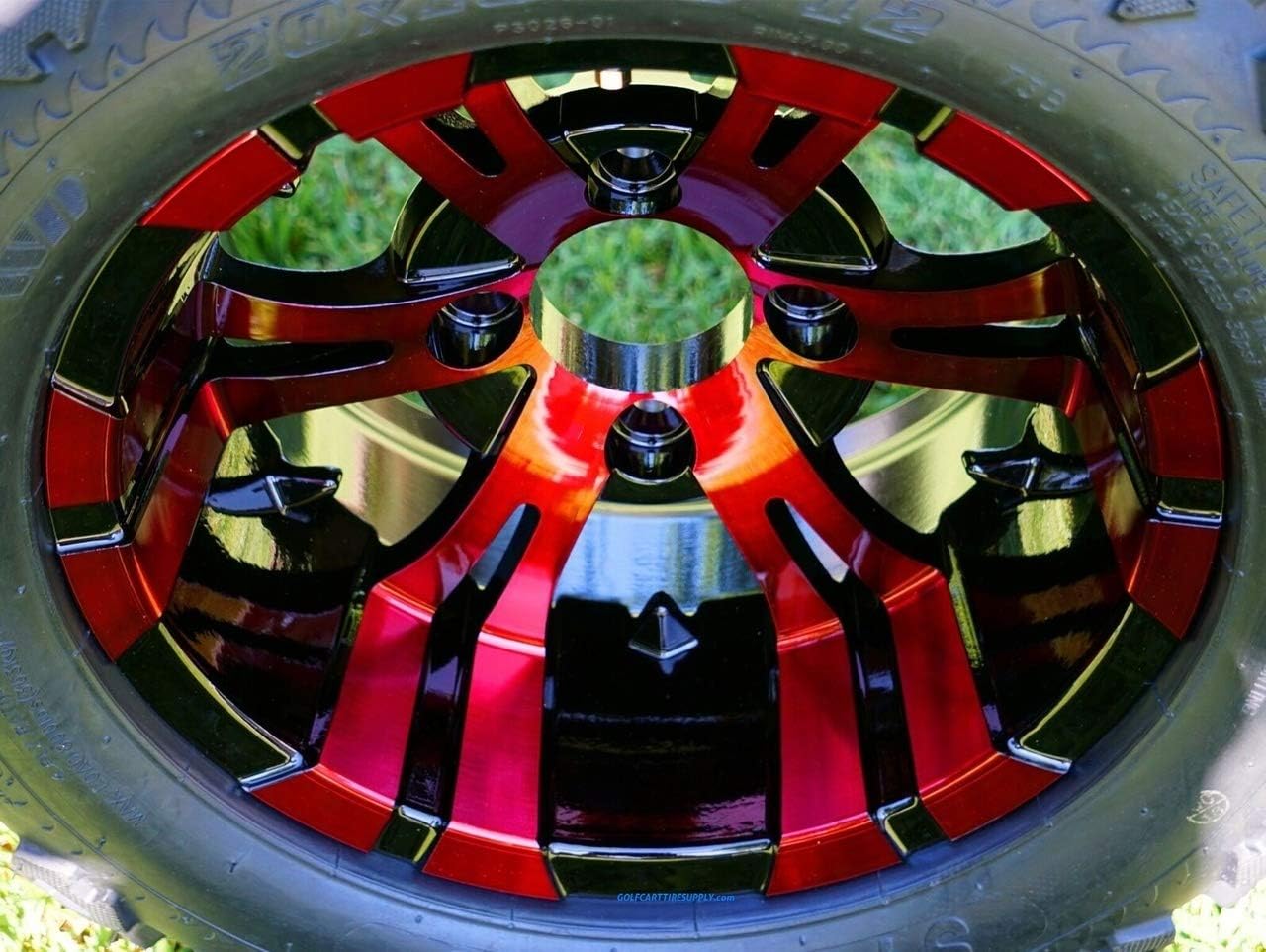 Red/Black Aluminum Wheels & All-Terrain Tires Combo