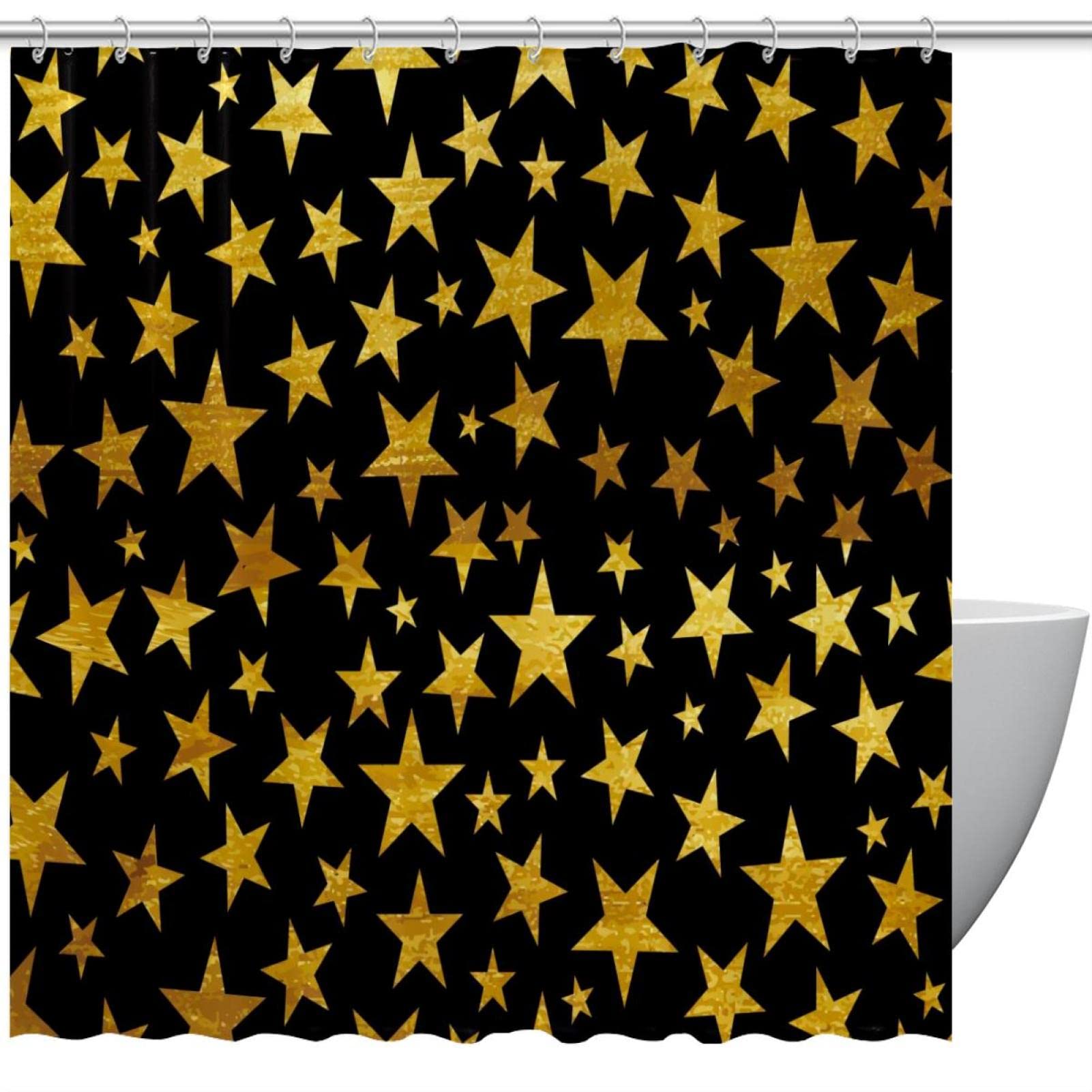 Rideau de douche étoiles dorées 183x183 cm pour décoration salle de bain chic