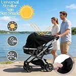 Baby Stroller Universal UPF 50+ Sun Protector Shade Blackout Cover Pushchair Shield Canopy Pram Rain Sunshade With See Through Extender Accessory Easy Installation