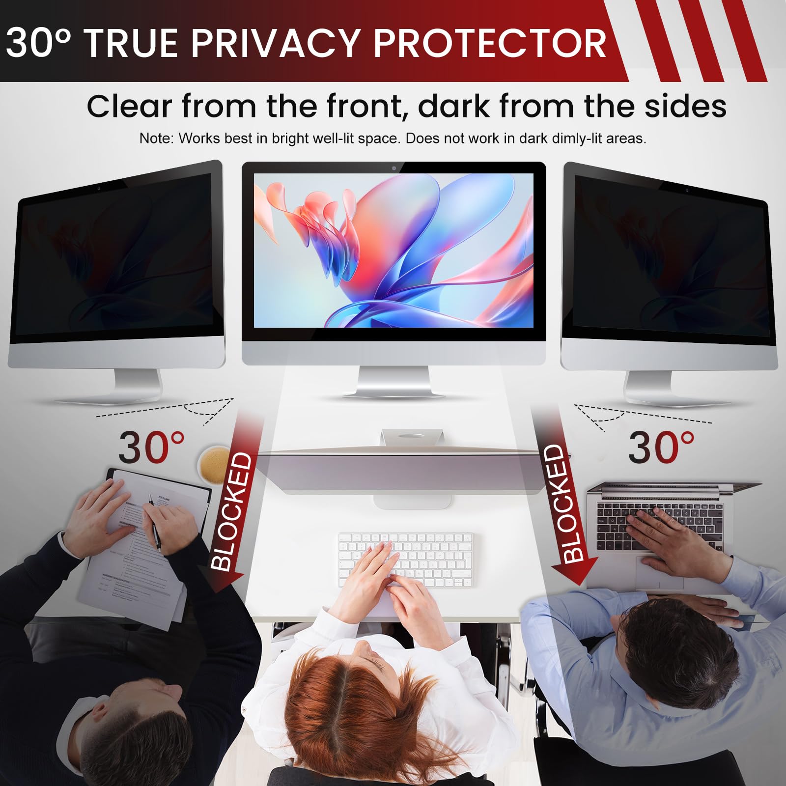 SOPPY Filtro privacy per computer da 24 pollici per monitor 16:9, pellicola protettiva rimovibile per la privacy, anti luce blu, antiriflesso, pellicola per la privacy del computer per monitor da 24