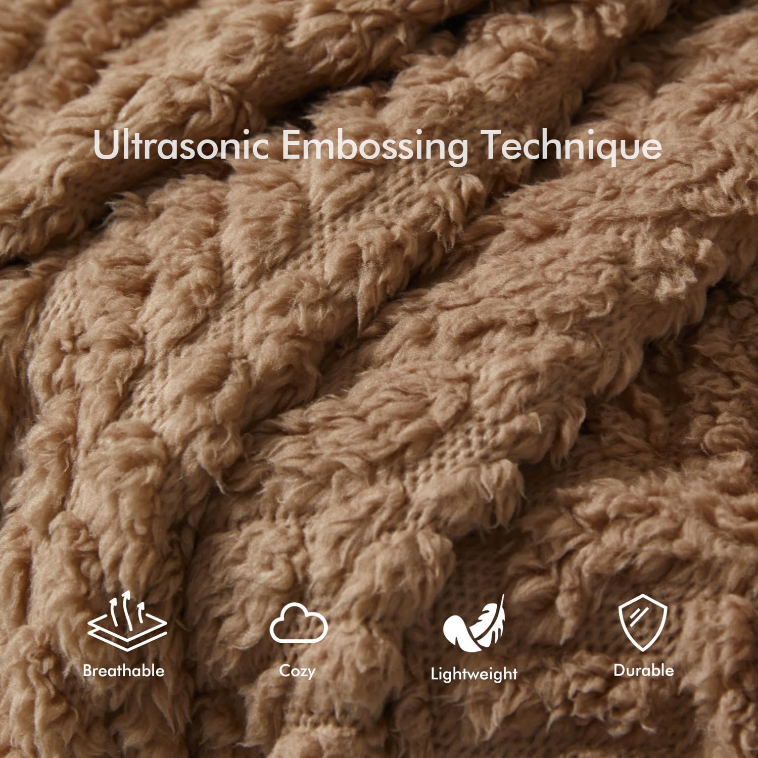 Royoliving Fuzzy Sherpa Wearable Fleece Blanket with Pockets for Adults, Ultra Soft Plush Shawl Throw Blankets (Brown, 58''x 64'') - Image 3