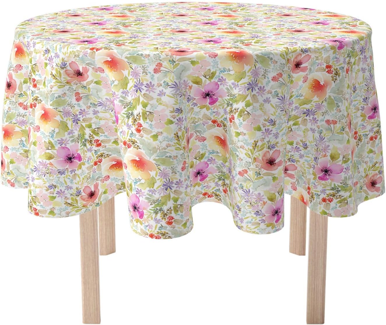Fabric Textile Products Square Tablecloth, 100% Milliken Polyester, Machine Washable, 84x84, Botanical Garden Dogwood