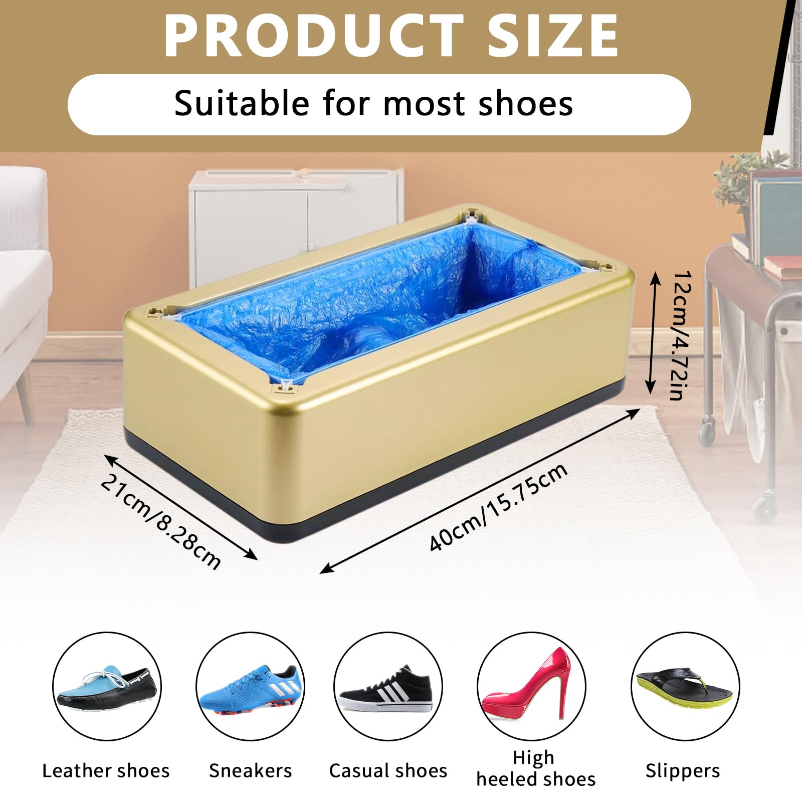 Copriscarpe automatico, con 300 pezzi, usa e getta, per casa, ufficio, ufficio, hotel, fabbrica (oro)