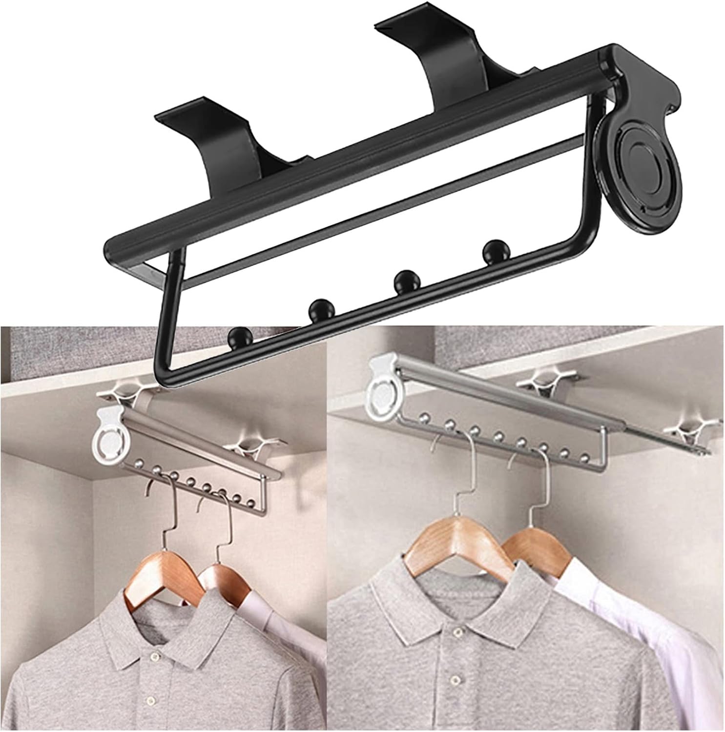 Heavy Duty Pull Out Closet Valet Rod Adjustable Wardrobe