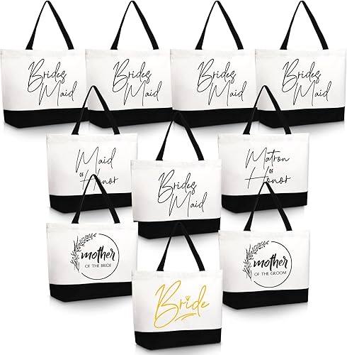 10 bolsas de dama de honor, bolsas de regalo de dama de honor, bolsa de lona de boda con cremallera, bolsas de dama de honor para boda, despedida de