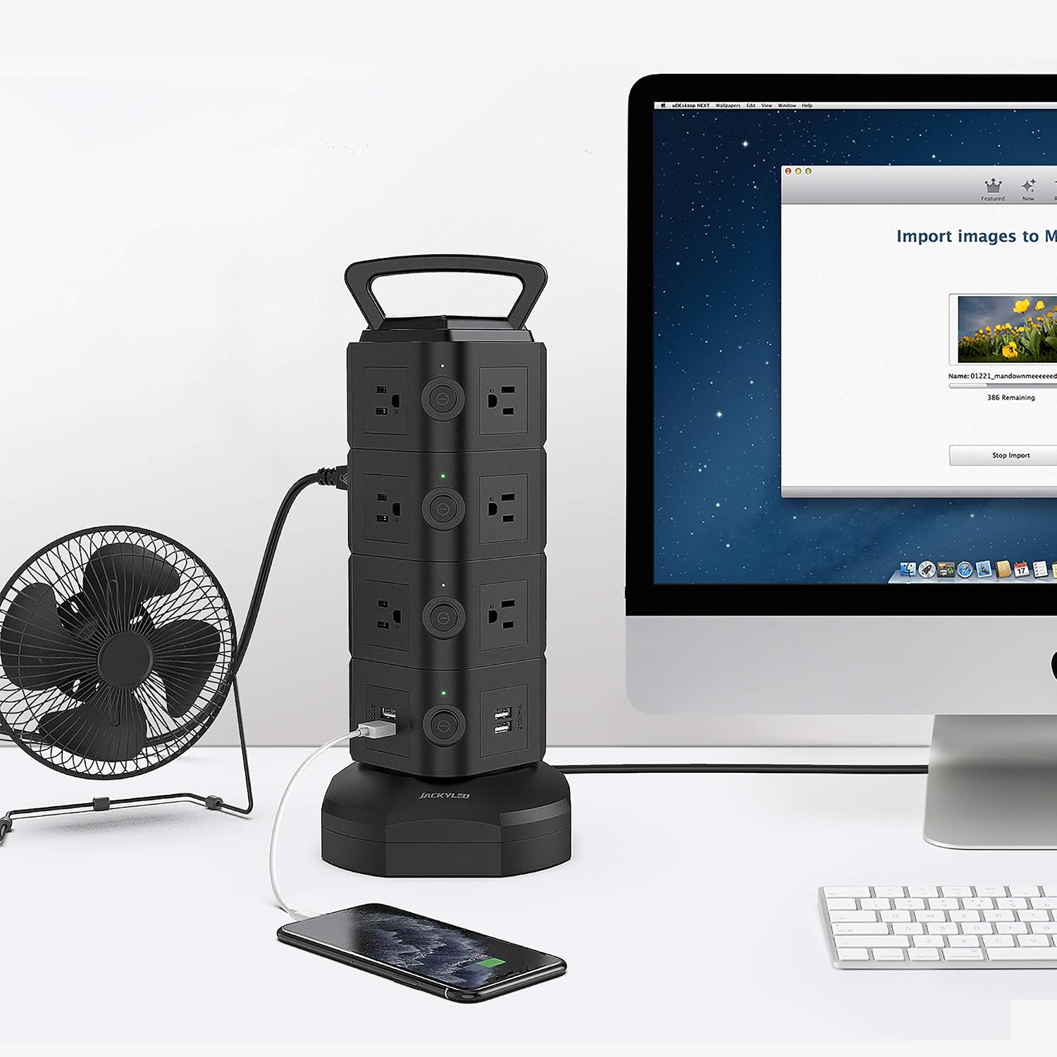 Super Big Clearance! JACKYLED Power Strip Tower Surge Protector with 14 AC Outlets and 4 USB Ports Electric Charging Station 6.5ft Heavy Duty Extension Cord for Home Office Multiple Devices Black Super Big Clearance! JACKYLED Power Strip Tower Surge Protector with 14 AC Outlets and 4 USB Ports Electric Charging Station 6.5ft Heavy Duty Extension Cord for Home Office Multiple Devices Black