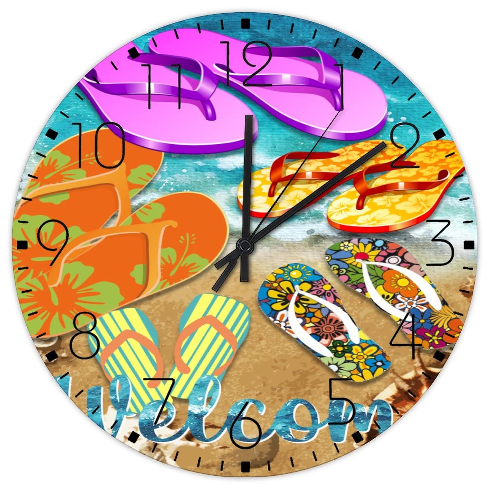 Horloge murale en bois océan tropical de 38 cm pour s'évader depuis sa salle familiale