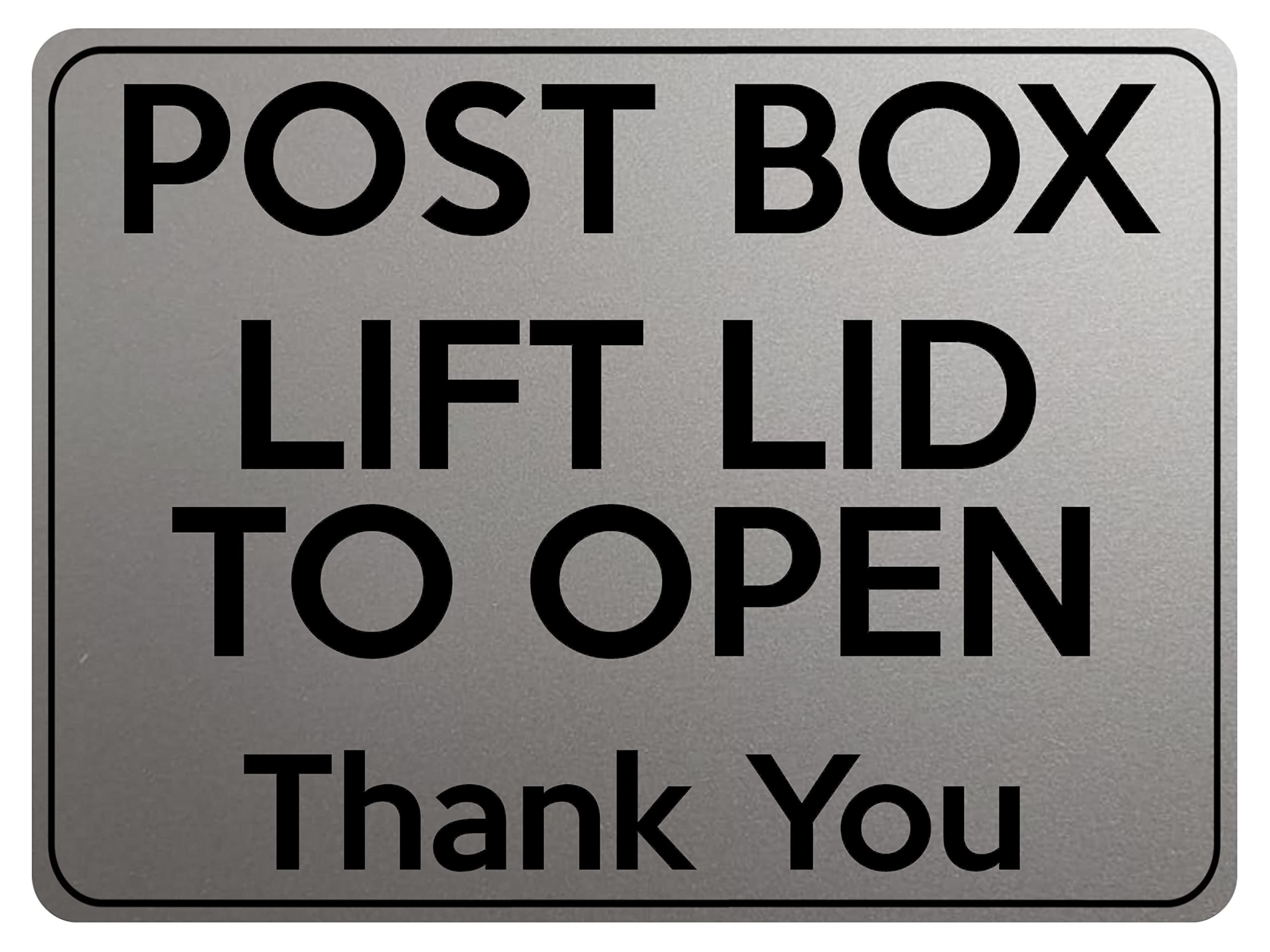 1777 POST BOX LIFT LID TO OPEN Thank You Door Metal Aluminium Plaque Sign - Silver Satin Matt (85x54mm Credit Card Size, Silver Satin Matt)