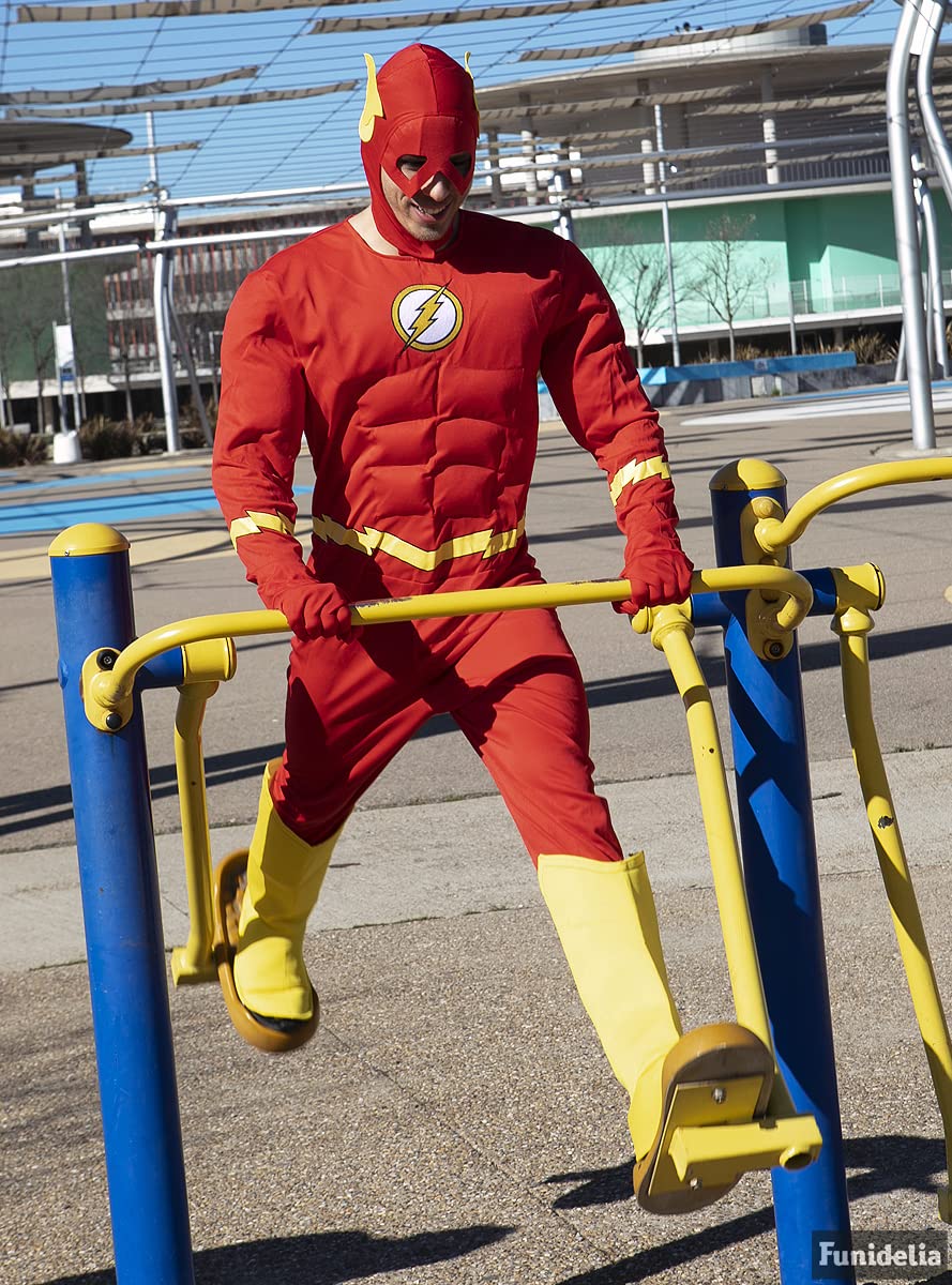 Funidelia | Kostium Flash Męskie Superbohaterowie DC Comics Liga Sprawiedliwości - Strój dla dorosłych i zabawne akcesoria na imprezy karnawał i Halloween - Czerwony