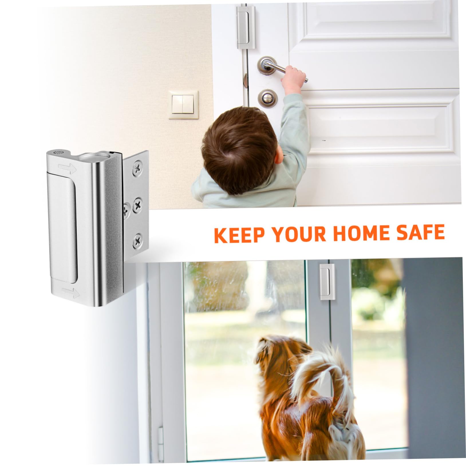 2pezzi Serratura Di Rinforzo Per Porta Dispositivo Di Sicurezza Per Porte Serratura Di Sicurezza Per Porta Interna Realizzata in Lega Di Alluminio Resistente e Durevole Facile Da i