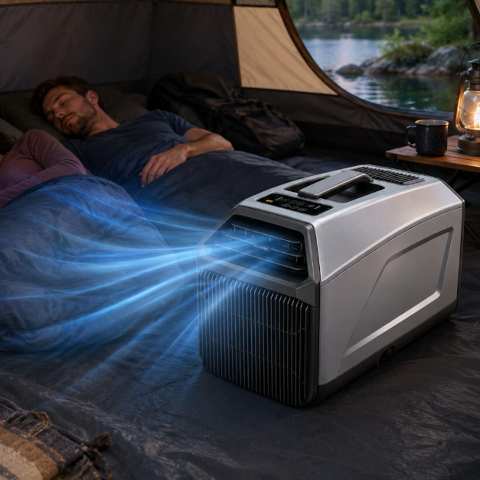 ErShangMao 3 In 1 Mobile Air Conditioner,Portable Rv Ac Unit,Outdoor & Indoor Air Cooler,24h Timer, 3 Speed,Self-Evaporating,Remote Control,For Rv,Car,Truck,Tent,Travel, Camping, Twin Hose 1500W