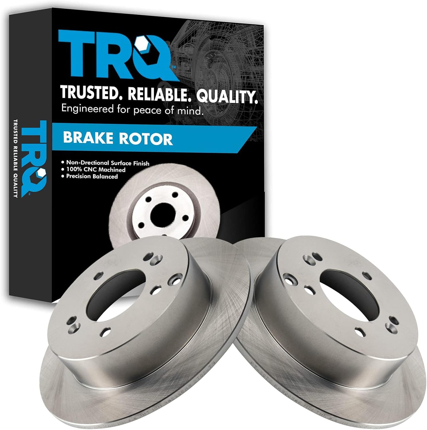 TRQ Rear Brake Rotors Set Solid Compatible with 2007-2010 Kia Rondo