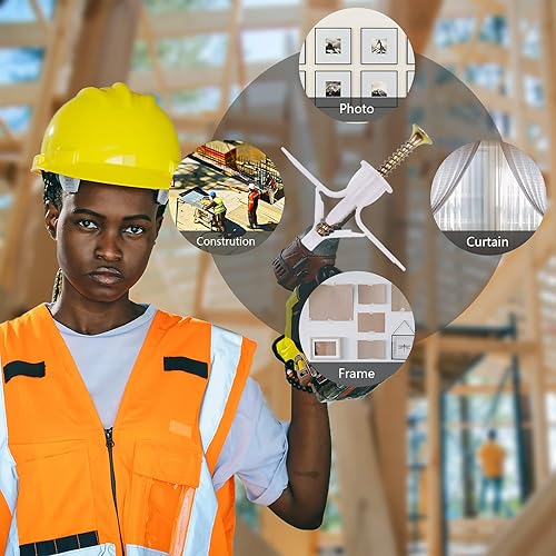 Miniatura 7 de Juego de 50 anclajes para paneles de yeso, anclajes de pared huecos con tornillos, anclajes de pared de cartón yeso, tubo de expansión de plástico