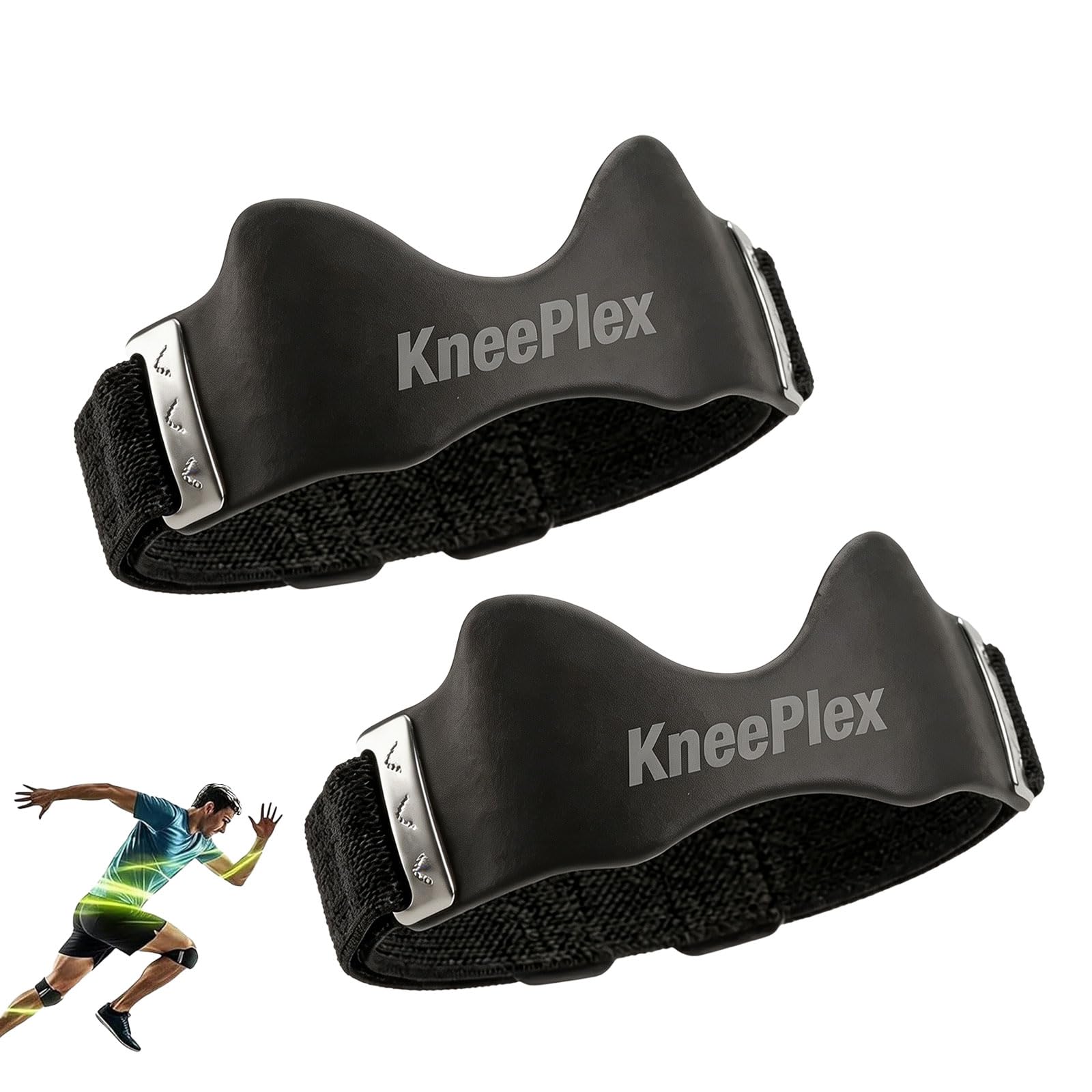 KneePlex Cinghia Sottorotulea – Supporto Regolabile per Ginocchio durante Sport e Attività Quotidiane, Fascia Traspirante con Cuscinetto in Silicone Antiscivolo, Taglia Unica (2pcs)