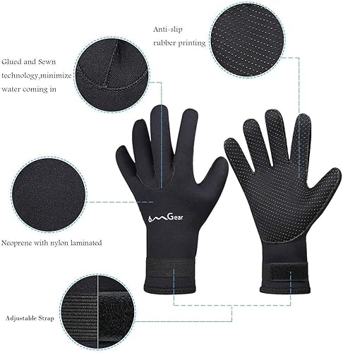 Vista 17 de OMGear Guantes de neopreno de buceo, guantes de neopreno de 0.118 pulgadas (0.118 in) térmicos flexibles con correa ajustable para la cintura