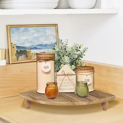 Miniatura 4 de Estante esquinero de madera, soporte de pedestal marrón rústico, estantes de esquina de granja, bandeja vertical para decoración de mesa de