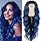 Long Blue Wavy Wigs for Women Ombre Curly Natural Middle Part Synthetic Curly Heat Resistant Fiber Hair Replacement Wigs for Daily Party