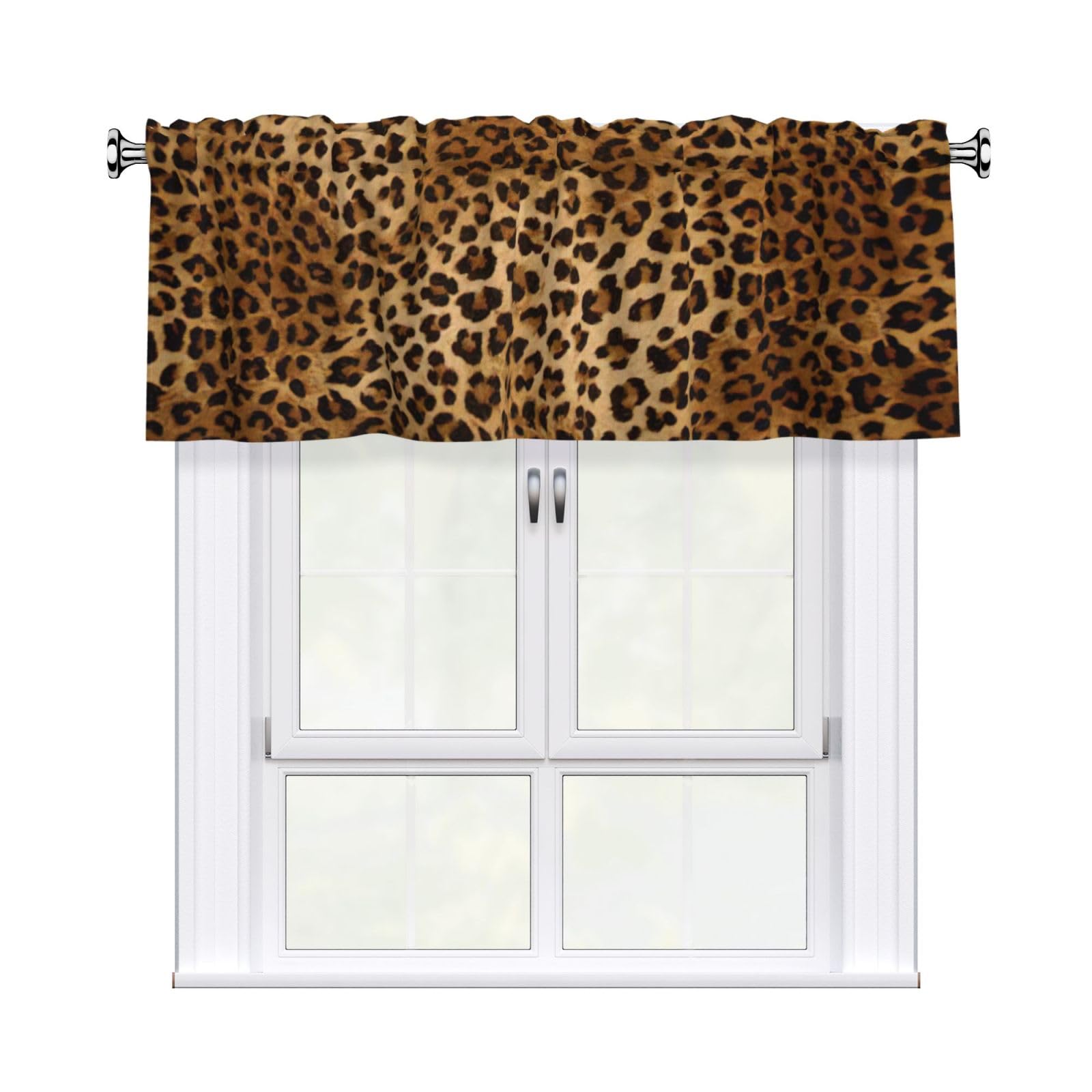 aacxzff Cute Leopard Print Curtain Valance 54"x18" (WxL) for Kitchens Bathrooms Bedrooms Balconies Living Rooms