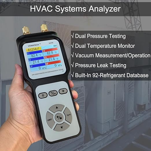 Probador Diagnóstico Profesional para Sistema A/C - Analizador de Presión Dual y Temperatura HVAC miniatura 2