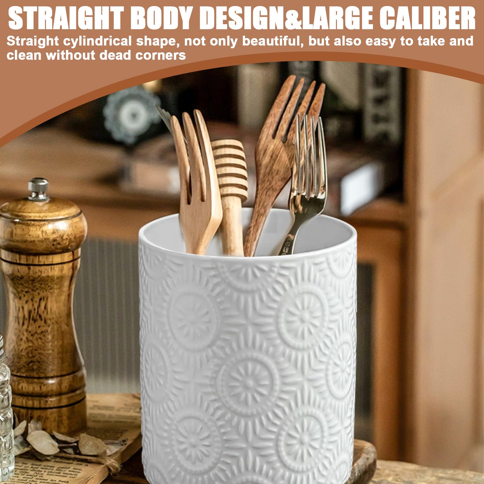 Porte - Ustensiles De Cuisine Porte - Ustensiles En Bois Naturel à Compartiments Multiples Avec