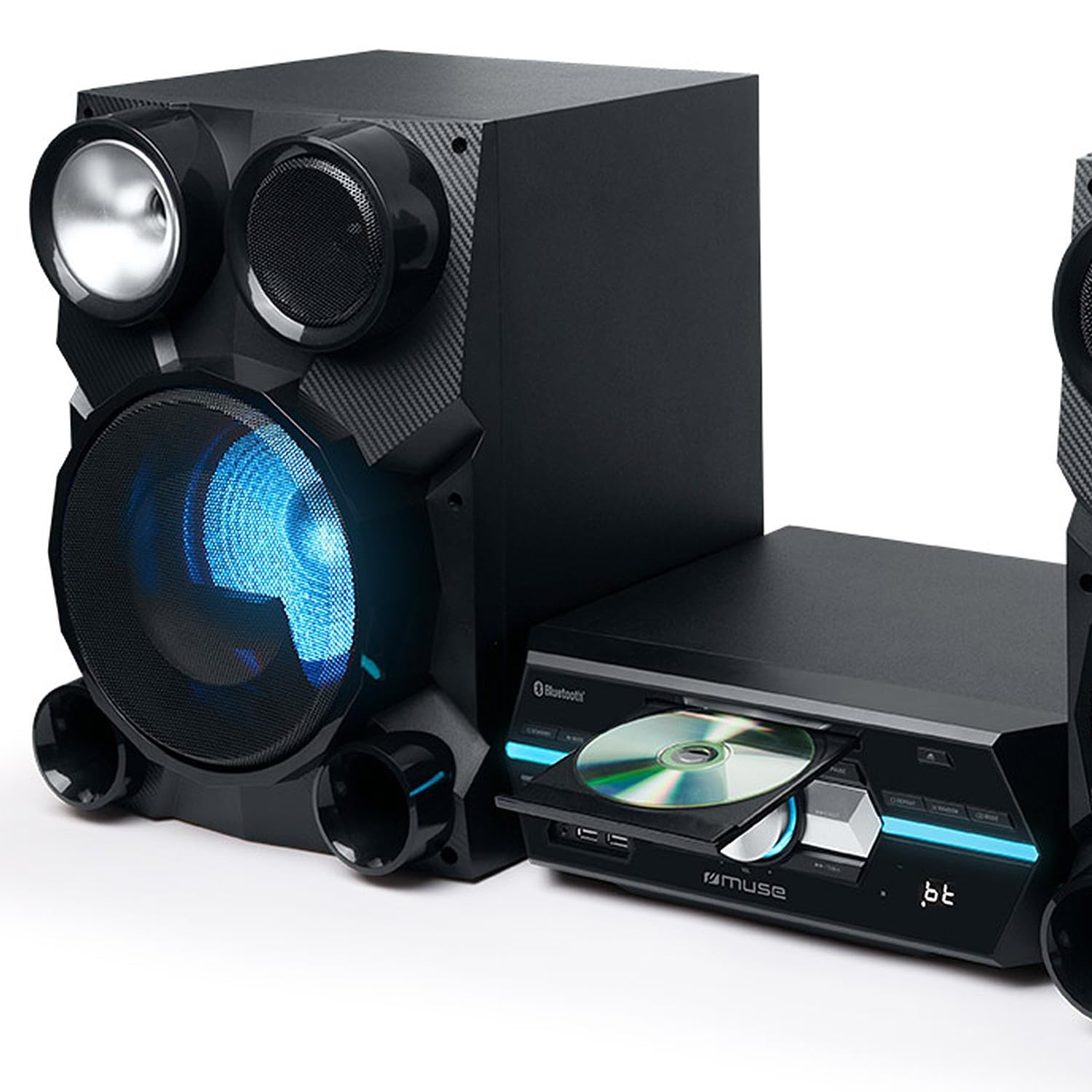 MUSE M80-DJ Microsystème CD/MP3 avec Bluetooth, FM stéréo avec 60 Stations préréglées, Port USB, Affichage LED.
