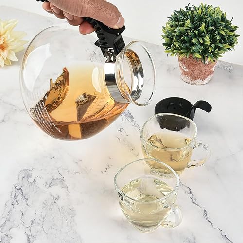 Miniatura 2 de Hervidor de té silbante de vidrio de borosilicato, capacidad de 12 tazas48 onzas, sin BPA, para gas, electricidad y gamas de vidrio