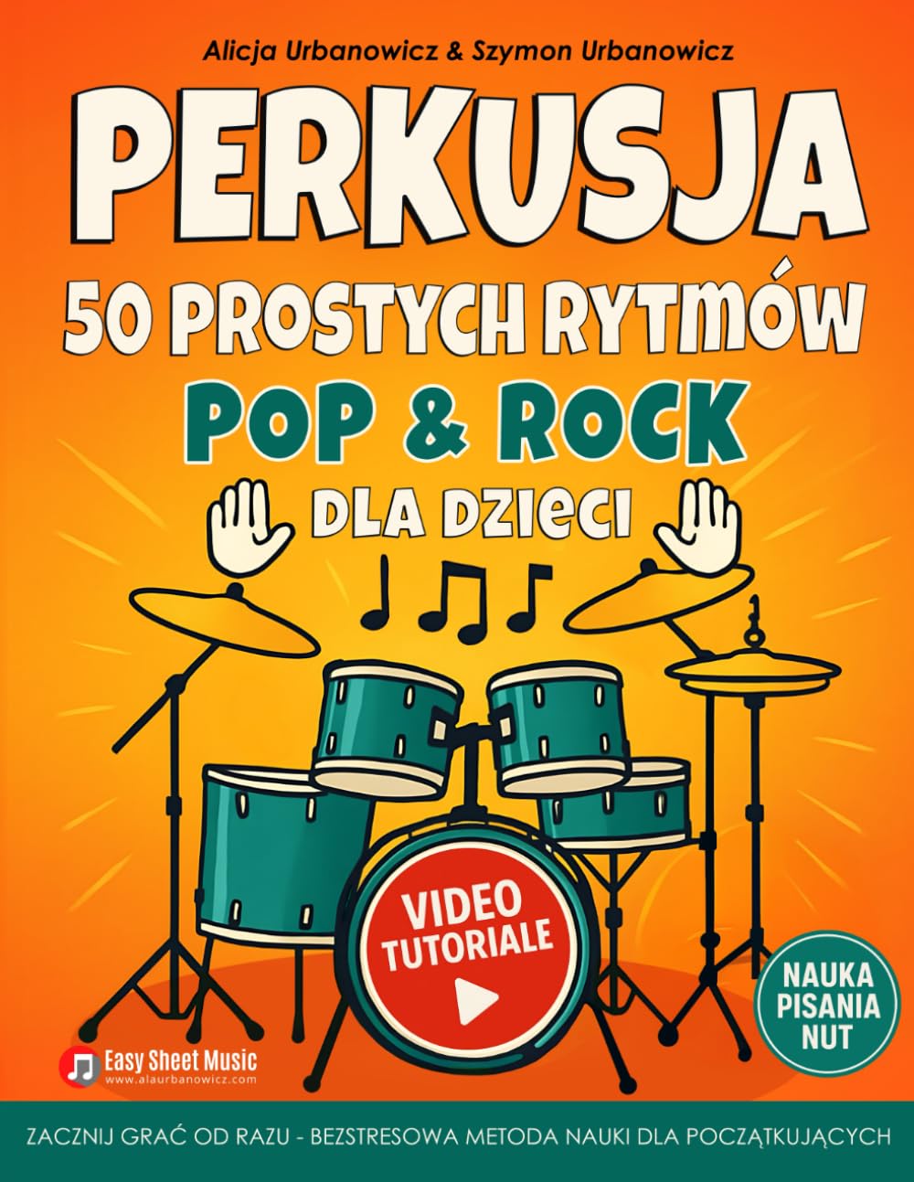 Livre de batterie pour enfants avec 50 rythmes pop rock simples et leçons vidéo