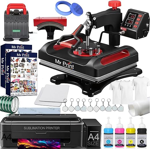 MY PRINT Complete Sublimation Printing Business Setup Kit for Startup Business | T-Shirt &amp; Mug Printing Machine Combo with...