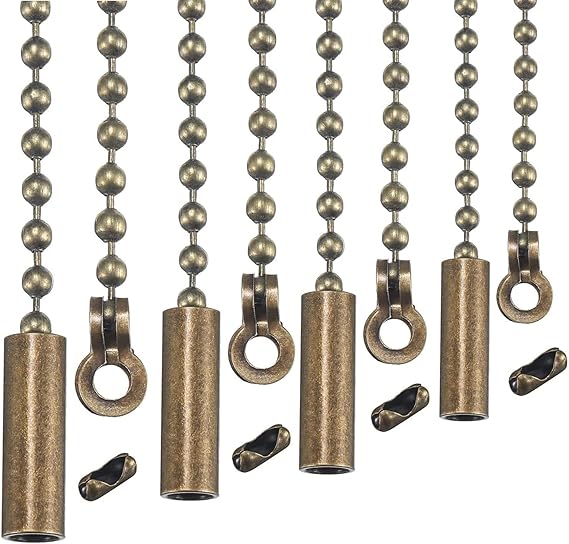 4 Sets Gold Copper Pull Chain Extension Ceiling Fan Pull Chain 3.2mm