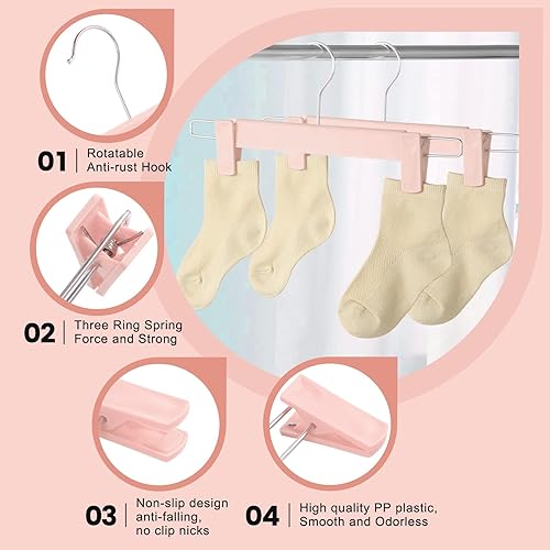 Miniatura 3 de Paquete de 10 perchas para pantalones con clips antideslizantes ajustables, gancho para colgar pantalones, faldas, jeans, perchas de ropa, color rosa