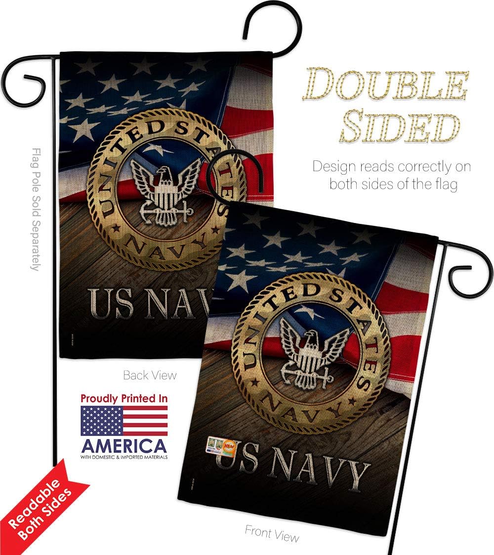 US Navy Burlap Garden Flag Set Wall Hanger Armed Forces USN Seabee United State American Military Veteran Retire Official Small Decorative Gift Yard House Banner Double-Sided Made In USA 13 X 18.5