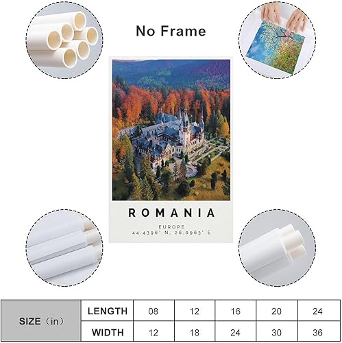 Miniatura 2 de Rumänien Poster Bunter Druck, Rumänien Wandkunst, Rumänien Foto Dekor, Canvas Wall Art Print Poster For Home School Office Decor Unframe-style