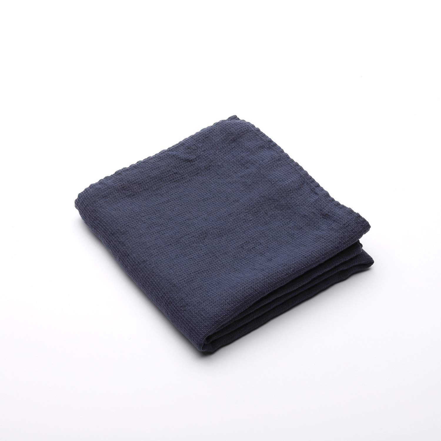 Drap de bain lin washed waffle indigo LinenMe serviette 75x130cm