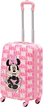 FUL Disney Minnie Mouse Kids Suitcase for Girls | 21" Hardshell Carry On Kids Luggage | Pink-Bows | Rolling Suitcase with Spinner Wheels | Airline Approved