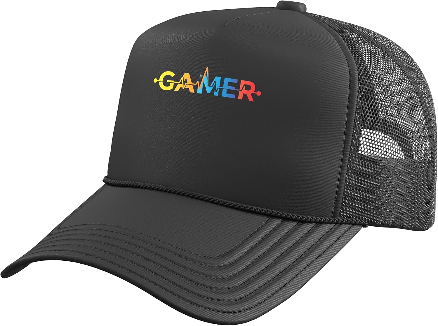 Gamer Heartbeat Colorful Gaming Boys Gamer Trucker Hat with Adjustable Mesh Back