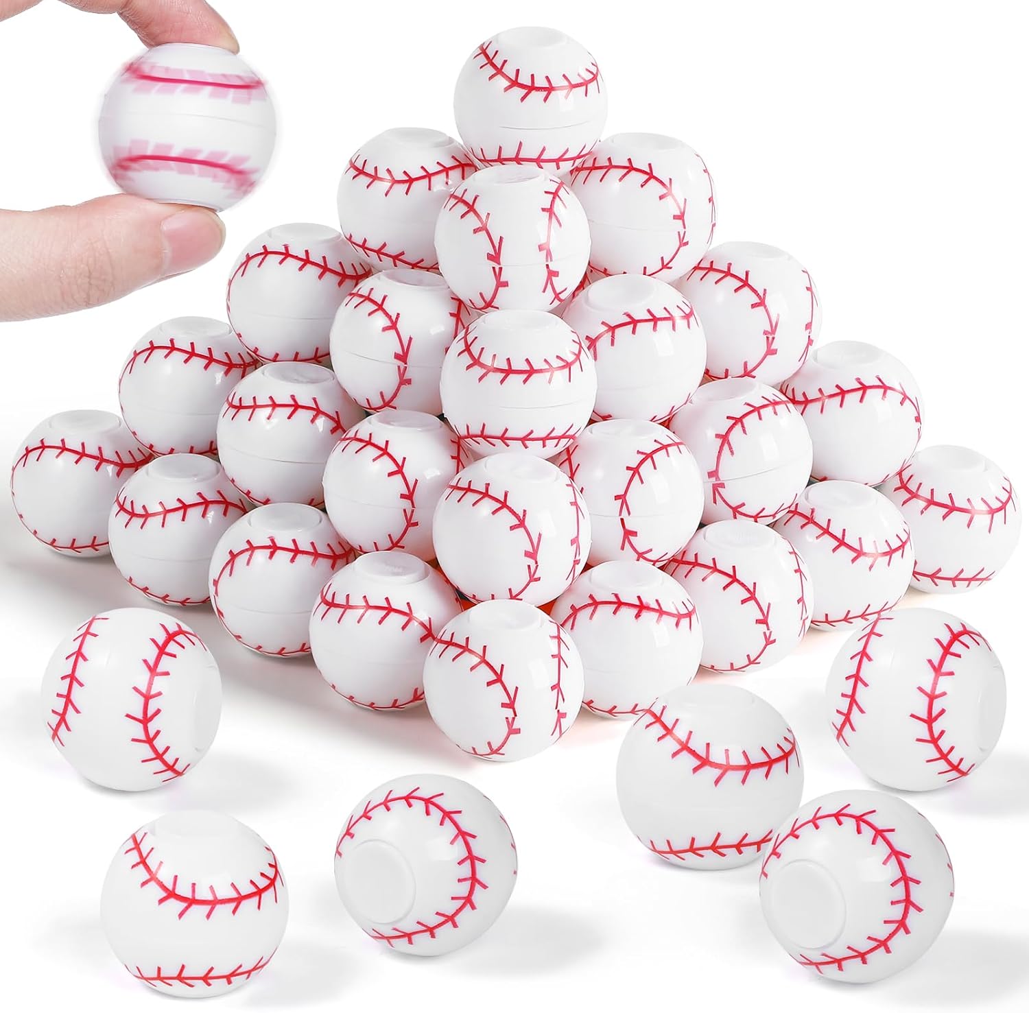 SCIONE 36 Pack Baseball Fidget Spinners for Kids, Baseball Party Favors, Stress Balls, Fidget Toys Bulk, Goodie Bags Stuffers for Kids, Birthday Gifts, Treasure Box Toys for Classroom