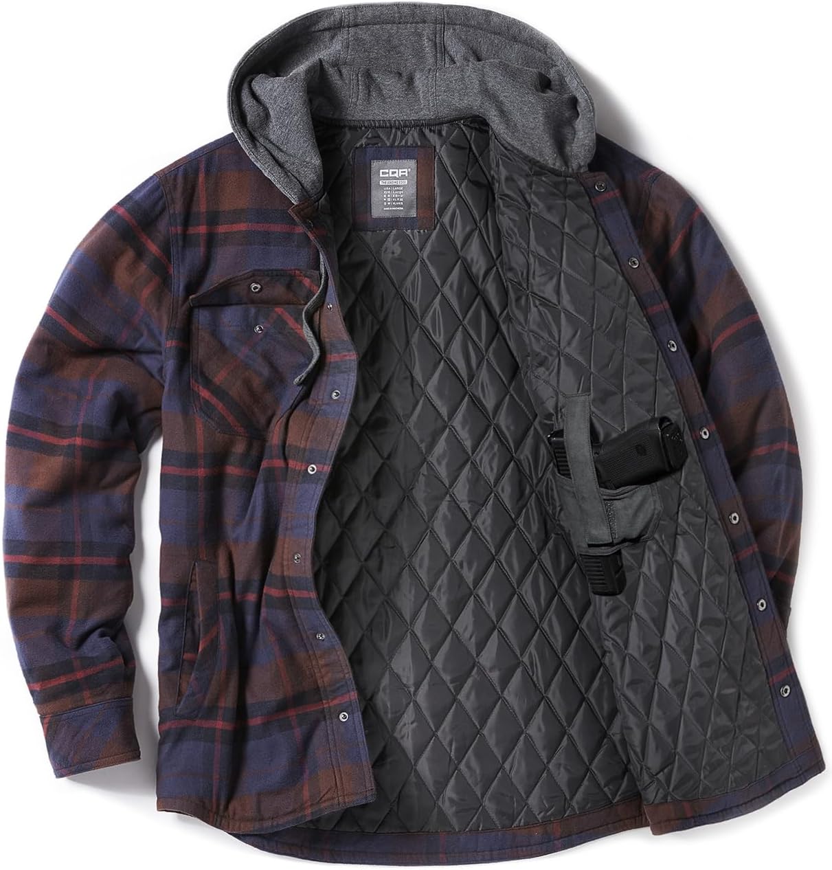 CQR Men’s Quilted Lined Flannel Hooded Shirt Jacket, Soft Warm Long Sleeve Outdoor Cotton Plaid Shirt Jackets CQR Men’s Quilted Lined Flannel Hooded Shirt Jacket, Soft Warm Long Sleeve Outdoor Cotton Plaid Shirt Jackets