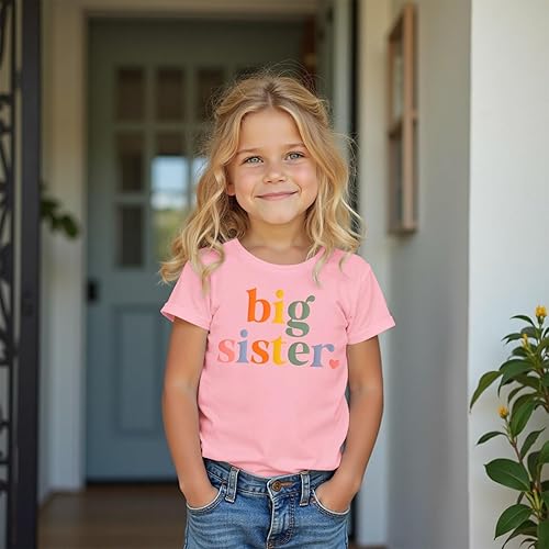 Miniatura 4 de IZYJOY Camiseta de manga corta con anuncio para hermana mayor, camiseta de verano para revelación de hermanos