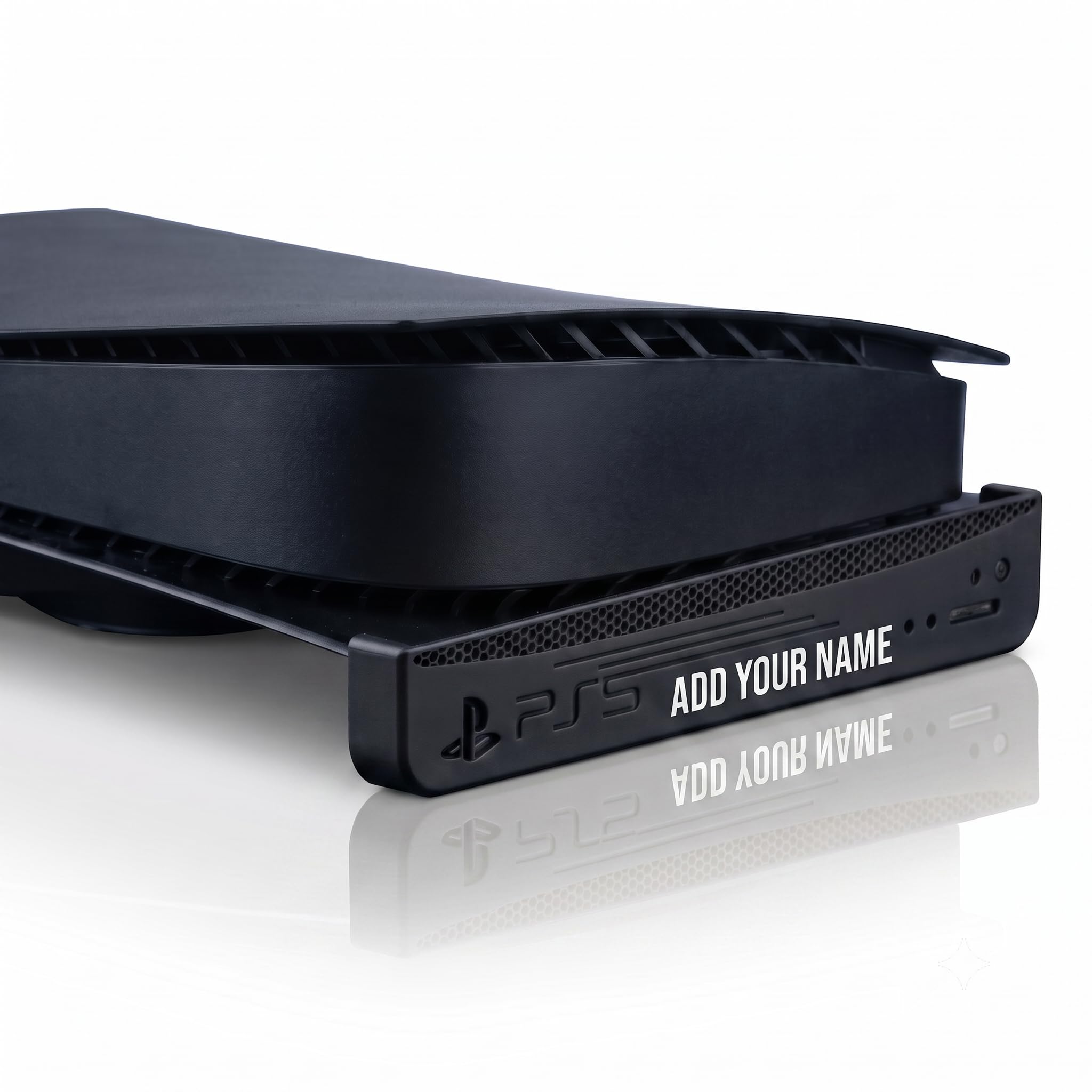 Horizontal Stand Compatible with PS5 Fat Console, Heavy-Duty Desk Base Mount Suitable for PlayStation 5 - Text Customizable - Black-image-16