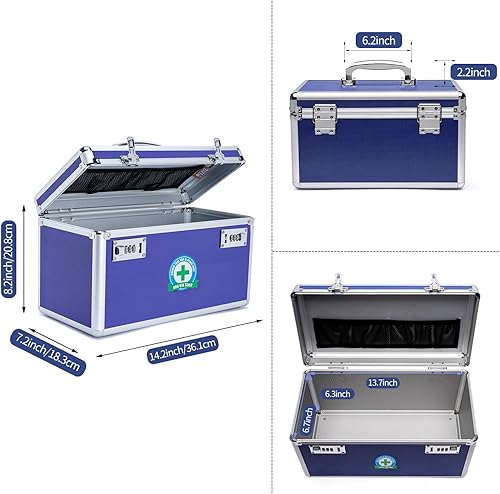 Miniatura 2 de Caja de medicamentos con cerradura con estuche de almacenamiento portátil, 14.2 x 7.2 x 8.2 pulgadas, organizador de bloqueo de medicamentos a