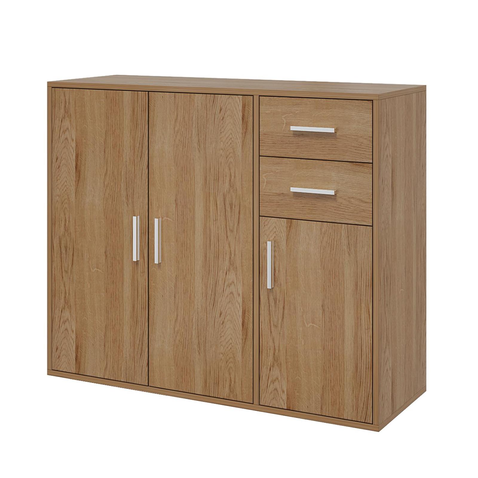 Panana Cabinet with 3 Doors and 2 Drawers,100Wx83H cm (Oak)
