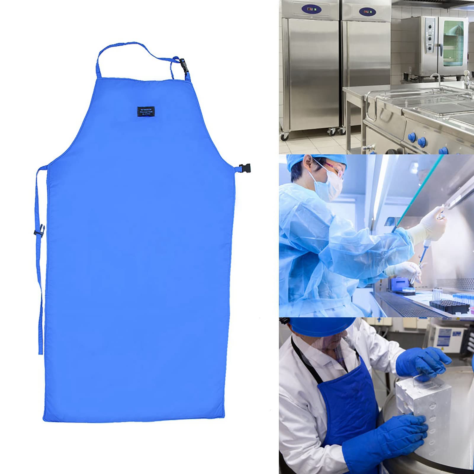 Delantal Criogénico, Delantal Protector de Nitrógeno Líquido Ajustable Azul de Seguridad con Aislamiento Multicapa Impermeable Transpirable Ligero para Biomedicina Aeroespacial Frío