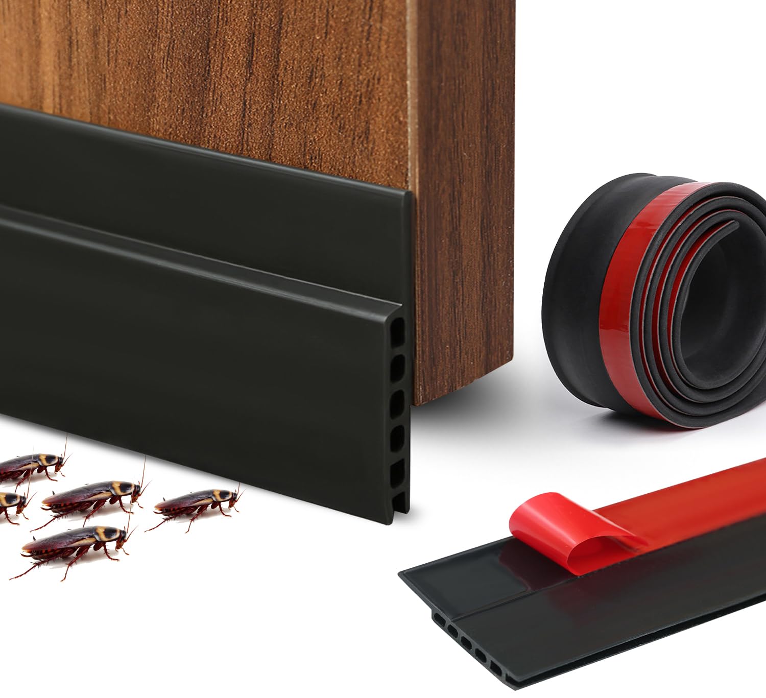 Black Door Draft Stopper bottom Door Seal Strip for Exterior and Interior Doors-Door Sweep Strip for Under Door Draft Stopper for Noise Proof -Under Door Gap Filler 1 Meter 2" W