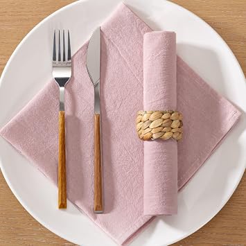 Cotton Linen Napkins Set of 4 17"x17" Reusable Cloth Napkins Dusty Pink