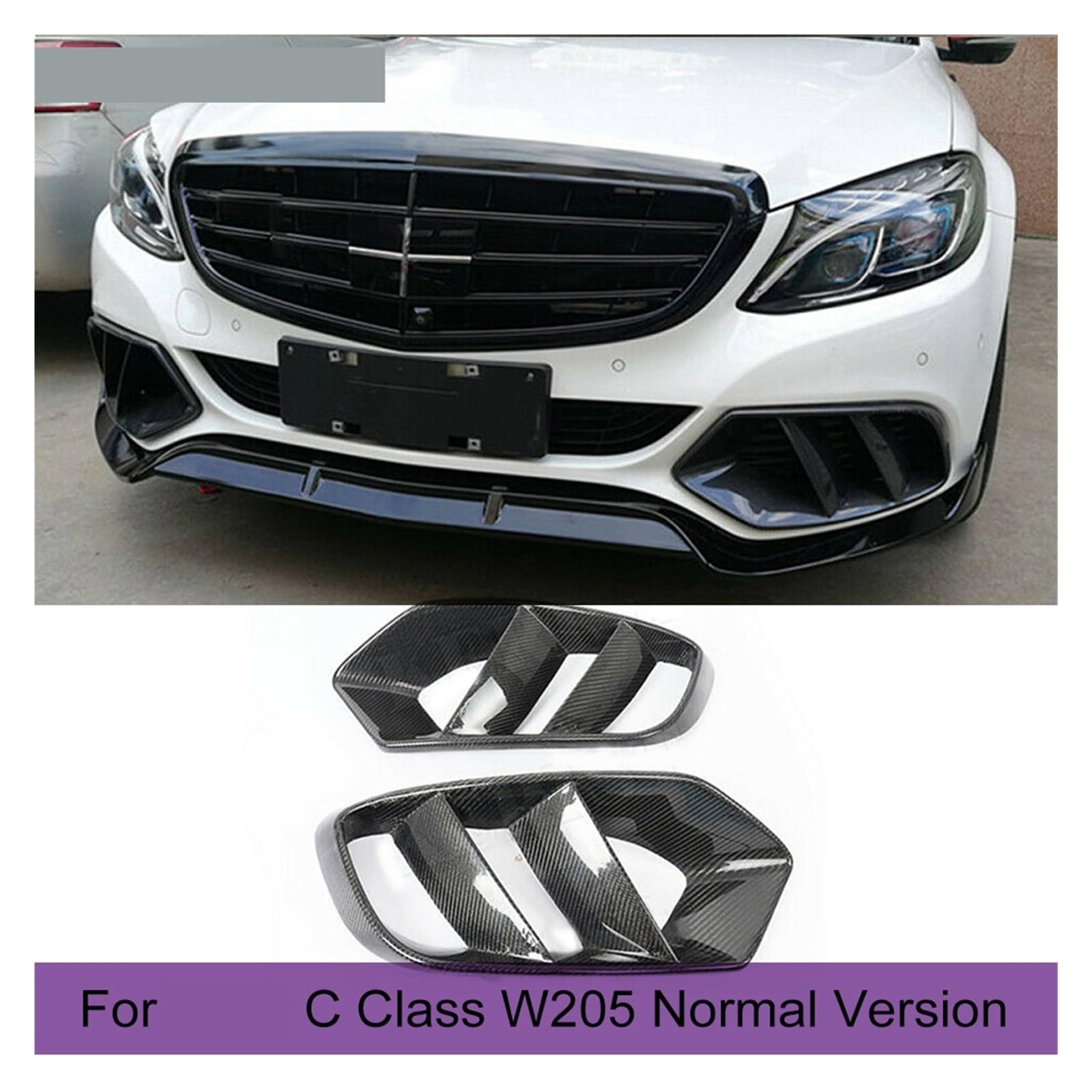 ABS Zwarte Auto Voorbumper Air Vent Outlet Cover Trim Voor Mercedes